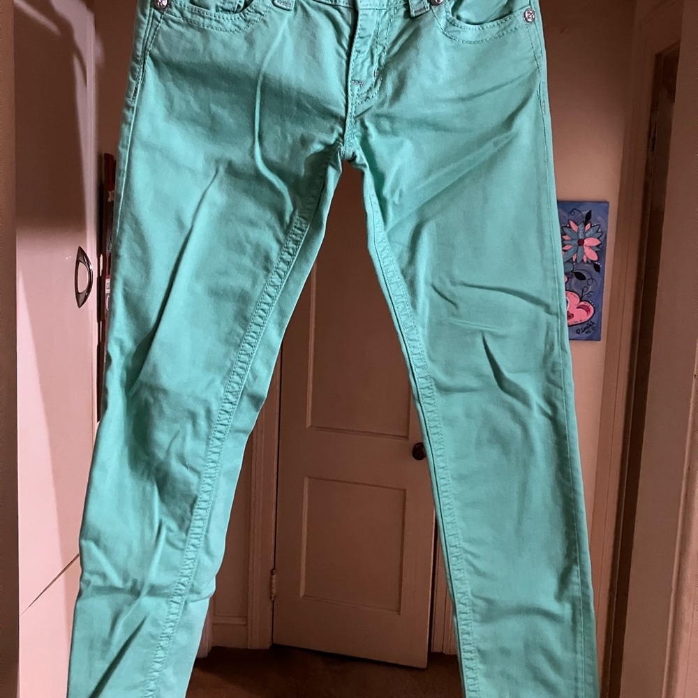 Miss Me Green Straight Leg Pants